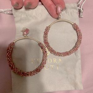 Kendra Scott gold & pink beaded earrings